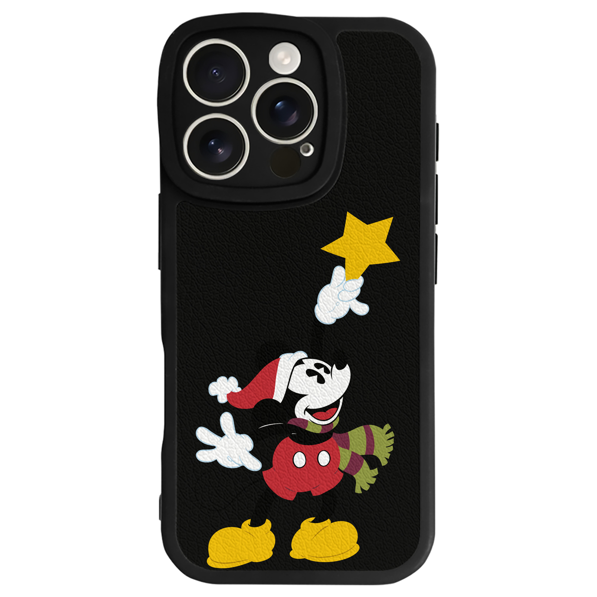 （画像用） ミッキーマウス Mickey Mouse 【iPhone 16シリーズ対応】シリコンスマホケース（レザー調） 材質：シリコン